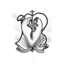 heart with cross anchor and sword tattoo design idea