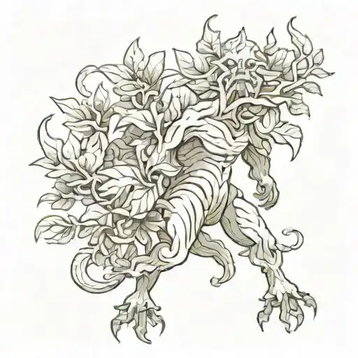 mythical plants with monsters tattoo design idea