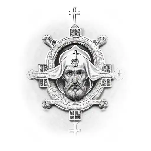 catholic arm sleeve tattoo cathedral Saint benedict tattoo design idea
