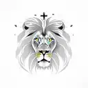 lion with cross on his eye tattoo design idea