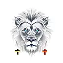 lion with cross on his eye tattoo design idea