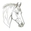 horse head looking forward no background tattoo design idea