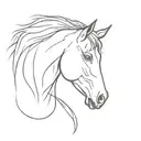 horse head looking forward no background tattoo design idea