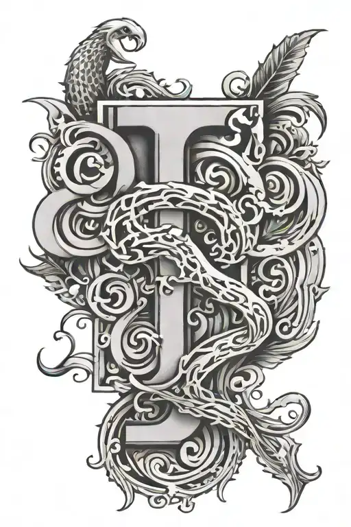 numbers 13, 6, and 4 integrated together with the letter S in the background  tattoo design idea