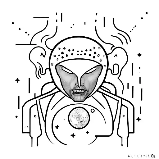 an alien superstar only head  tattoo design idea