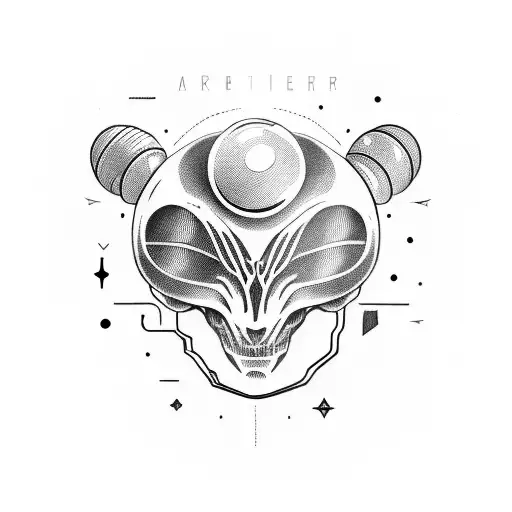 cool alien superstar only the head and simple tattoo design idea