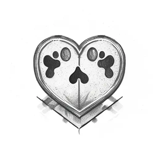 A gambling chip with a heart and paw print design tattoo design idea