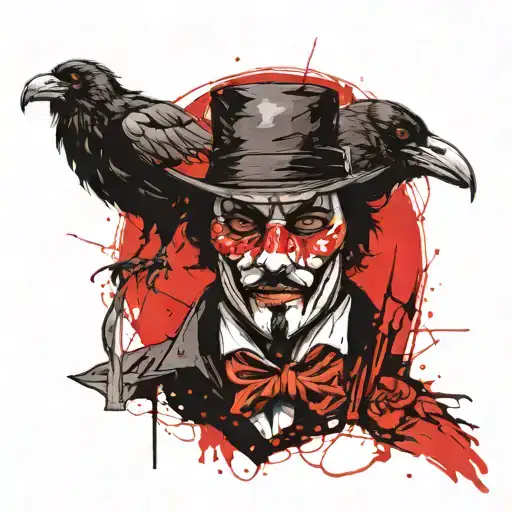 V for vendetta and edward allen poe portrait black raven tattoo design idea