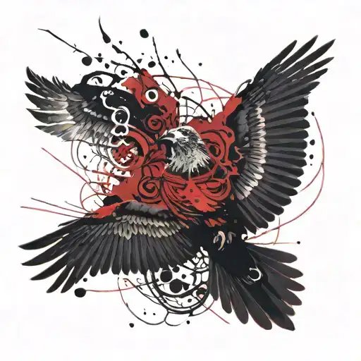 burgundy birds! Everyone flies and flies towards me and the heavens peck! The fire of the chariot burns everything in me to the ground and the voices are silent tattoo design idea