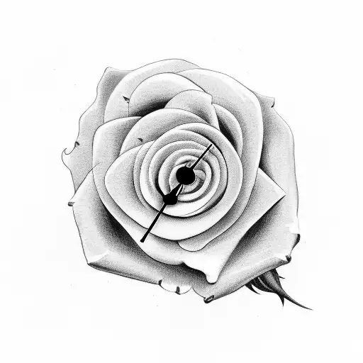 Roses Clock Dove  tattoo design idea