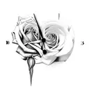 Roses Clock Dove  tattoo design idea