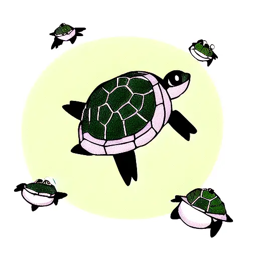 cute black line turtle with the name Tim worked in tattoo design idea