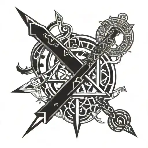 Runes sigils intertwined with sacred scripture tattoo design idea