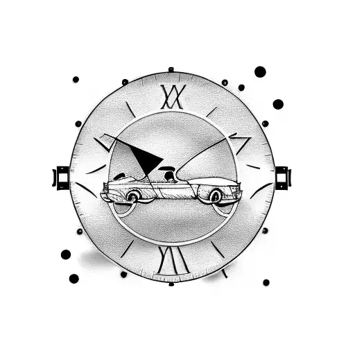 car dashboard with timepiece  tattoo design idea