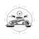 car dashboard with timepiece  tattoo design idea