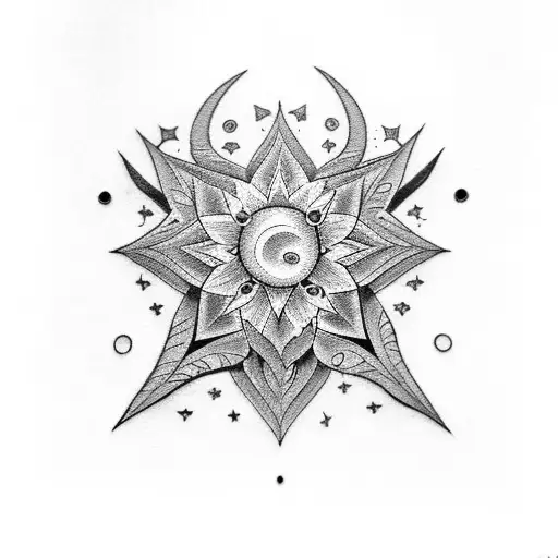 small capricorn zodiac flower and star design  tattoo design idea