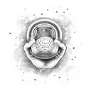 A dotwork design featuring a gavel surrounded by boxing gloves, symbolizing the client's passion for both law and contact sports tattoo design idea