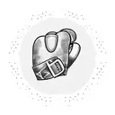 A dotwork design featuring a gavel surrounded by boxing gloves, symbolizing the client's passion for both law and contact sports tattoo design idea