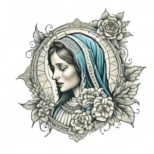 Our Lady appeared with her mantle covering a family tattoo design idea