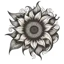 black and white sunflower blooming blink 182 smilie  tattoo design idea