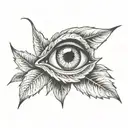 leaf eye looking forward  tattoo design idea