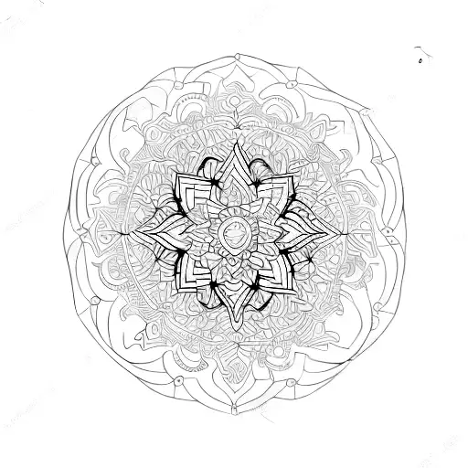 An internet-themed mandala with stippling details tattoo design idea