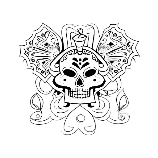A day of the dead inspired tattoo of a Latin music scene with stippling effects tattoo design idea