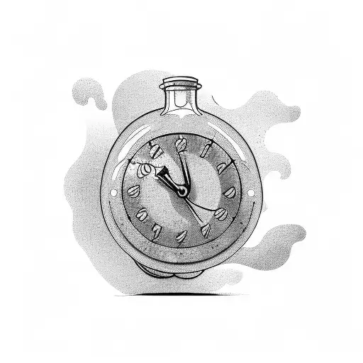 time inside of a bottle tattoo design idea