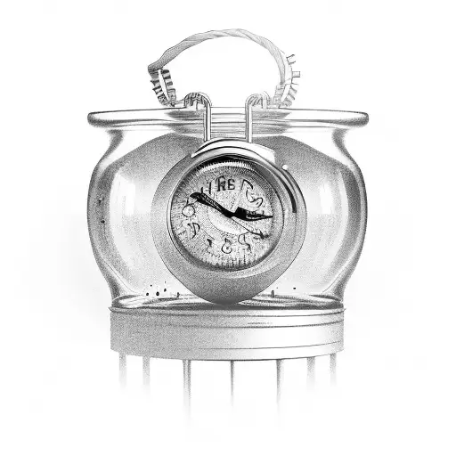 time inside of a bottle tattoo design idea