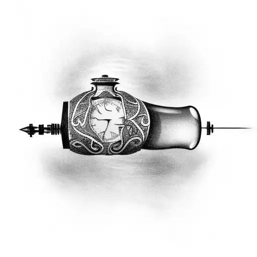 time inside of a bottle tattoo design idea