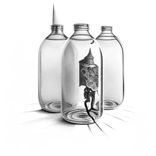 time inside of a bottle tattoo design idea
