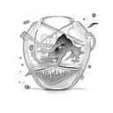 time inside of a bottle tattoo design idea