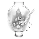 time inside of a bottle tattoo design idea