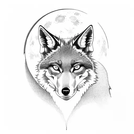  Red wolf and fox, where you see a lot of design and a full moon in addition to having Miguel's name if possible tattoo design idea