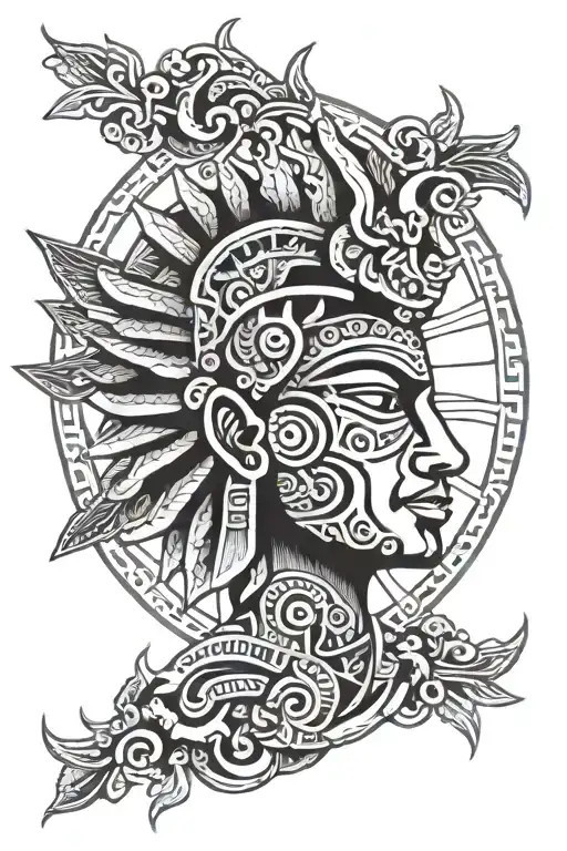 the mayan sun god tattoo design idea