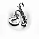 saxophone with treble clef tattoo design idea