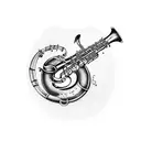 saxophone with treble clef tattoo design idea