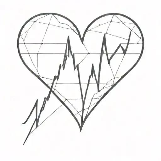 heart beat graph with heart in the middle  tattoo design idea