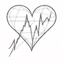 heart beat graph with heart in the middle  tattoo design idea
