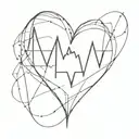 heart beat graph with heart in the middle  tattoo design idea