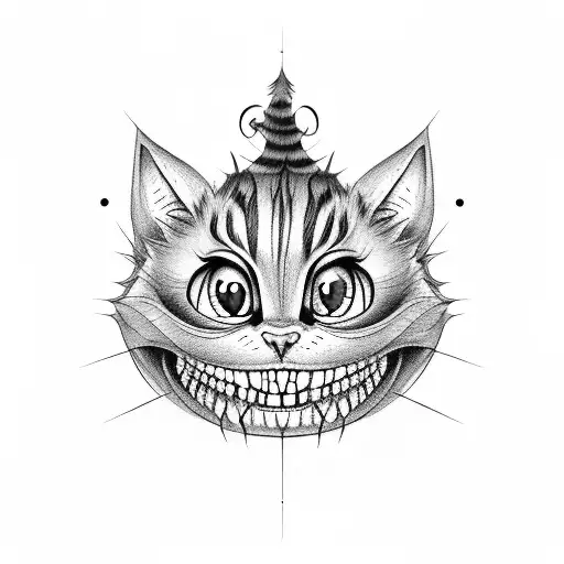 cheshire cat smile tattoo design idea