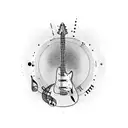 guitar with musical notes tattoo design idea