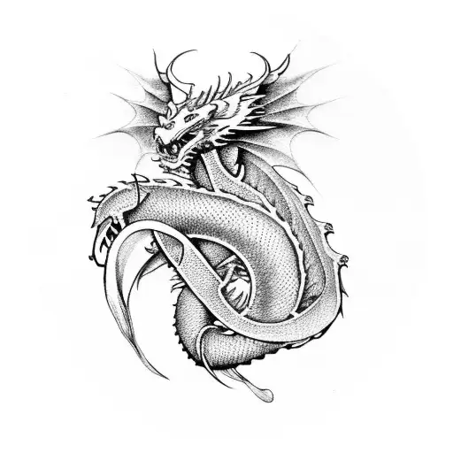 Dragon, infinity symbol, heart  tattoo design idea