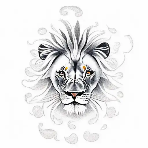 a sleve tattoo of a lion surrounded by birth flowers for April,May, March, June and October  tattoo design idea