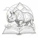 memorial rhino books mountains teacher tattoo design idea