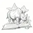 memorial rhino books mountains teacher tattoo design idea