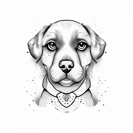half dog tattoo design idea