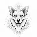 half dog tattoo design idea