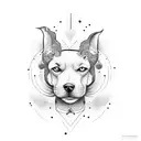half dog tattoo design idea