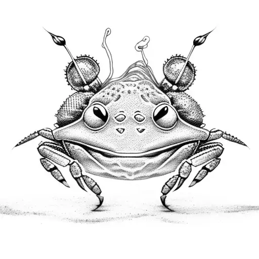 cute kermit the crab tattoo design idea